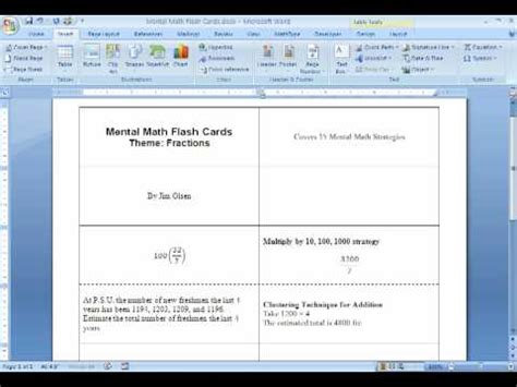 Making Flash Cards In Word