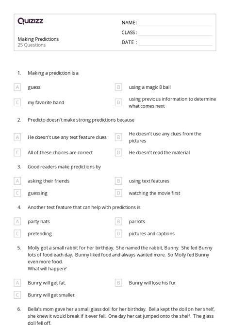 Making Math Predictions Worksheet For 6Th