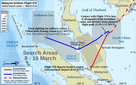 malaysia airlines flight 370 search area