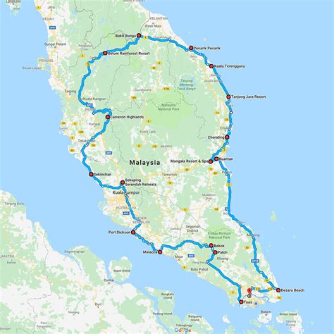 malaysia east coast road trip itinerary
