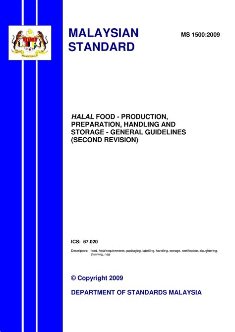 malaysian standard on halal food ms 1500:2009