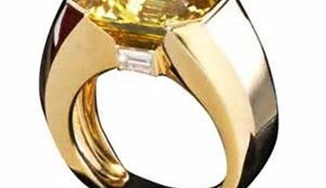 Male Pukhraj Ring Design For Man Heated Mens 2.45 Ct Yellow Sapphire RW045