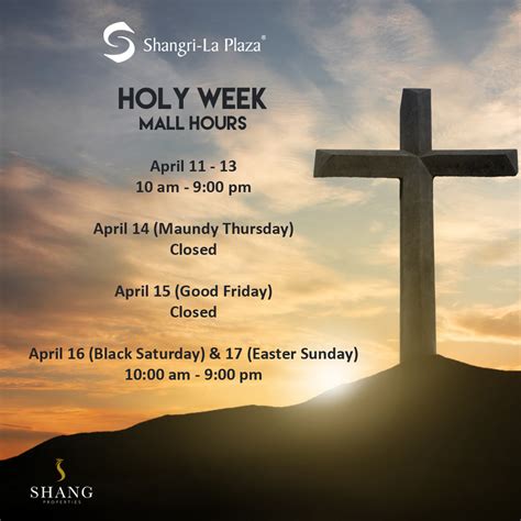 mall schedule holy week 2024