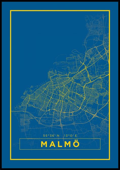 Tavla, poster med Malmökarta. Handla Malmö poster online på desenio.se