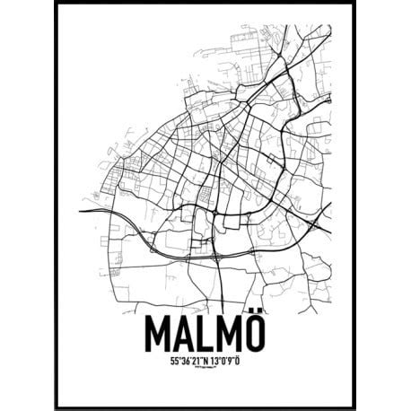 Tavla, poster med Malmökarta. Handla Malmö poster online på desenio.se