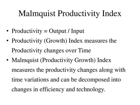 Results of malmquist productivity index Download Table