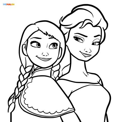 Ausmalbilder Für Kinder Elsa Und Anna