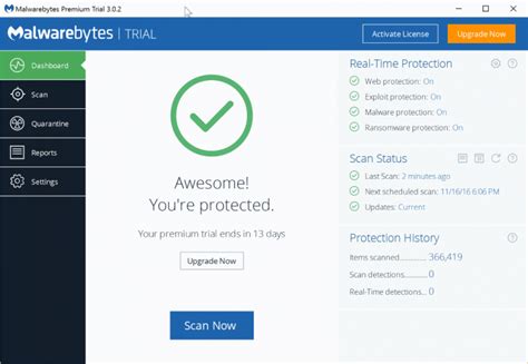 Malwarebytes Interface