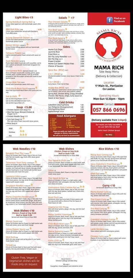 mama rich menu