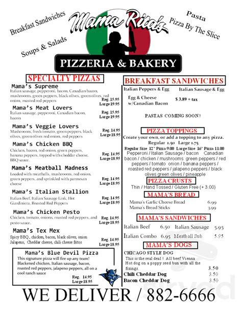 mama rita's pizza and bakery menu