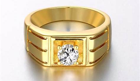 6mm Men's Hammered Center 18k Yellow Gold Designer Ring