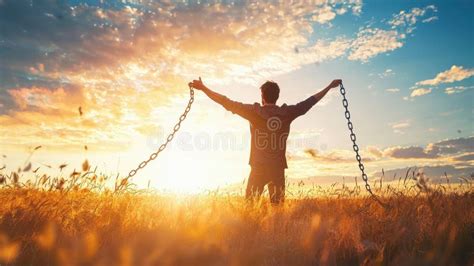 Man breaking chains