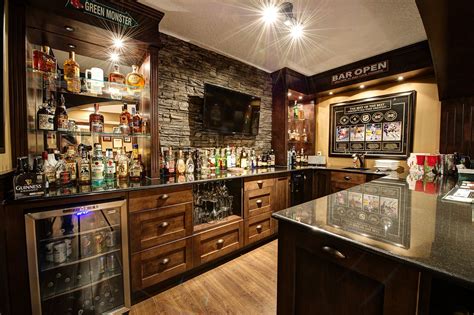 man cave with bar