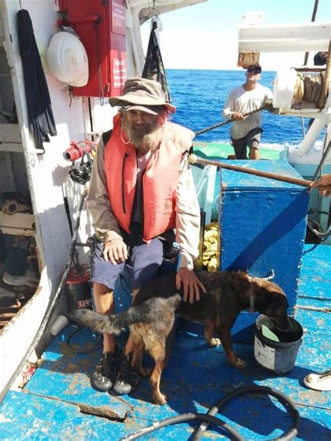 man found at sea with dog