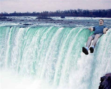 man going over niagara falls