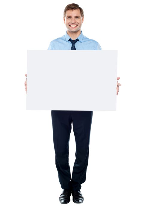 man holding poster png