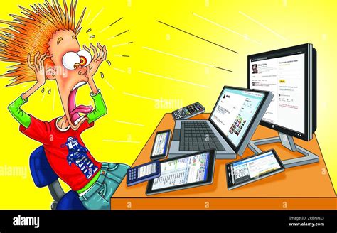 man on computer with too much information