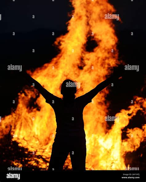 man on fire stock image