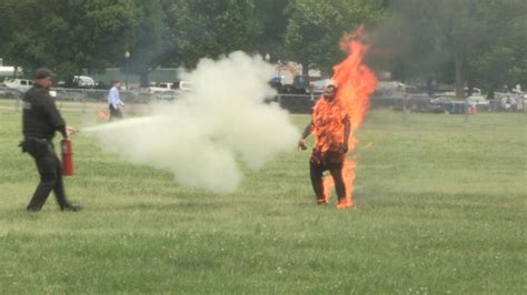 man set on fire today