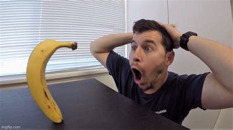 man shocked at banana