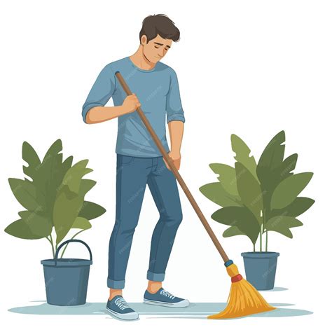 Man Sweeping Drawing