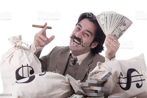 man with bags of money