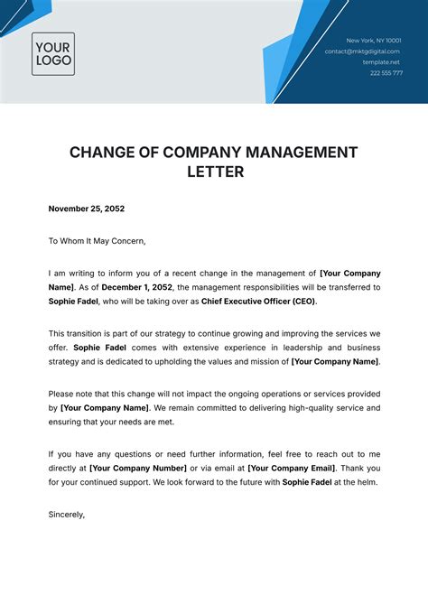Change of Ownership/Management
