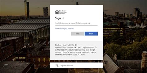 manchester metropolitan university log in