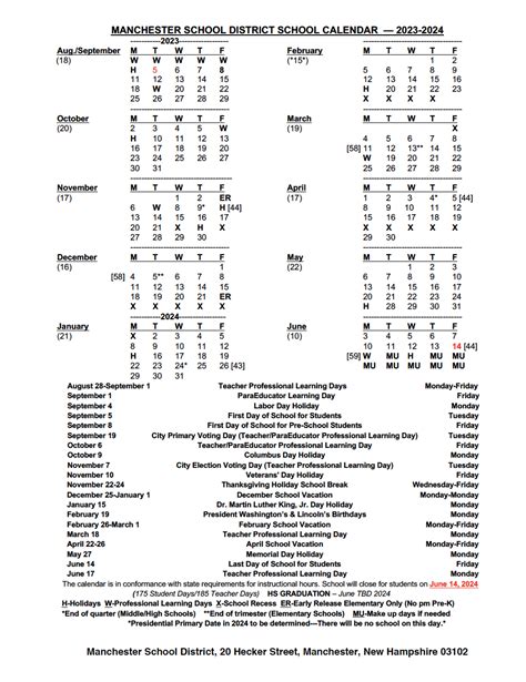 manchester nh school district calendar 23-24