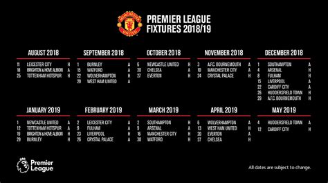 manchester united fixtures 2018