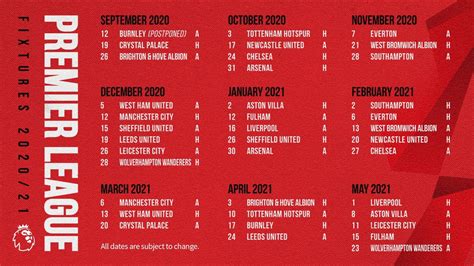 manchester united fixtures 2020 21
