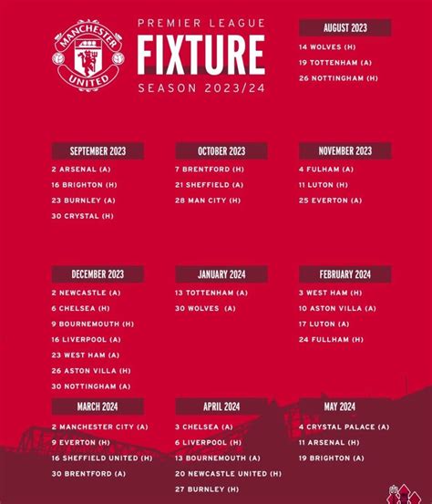 manchester united official fixtures