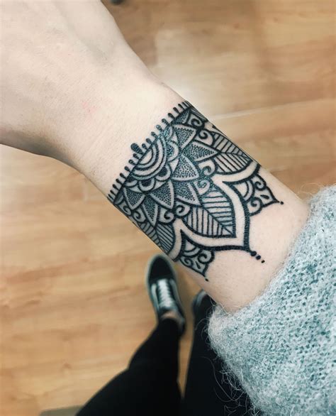 Informative Mandala Wrist Cuff Tattoo Design References
