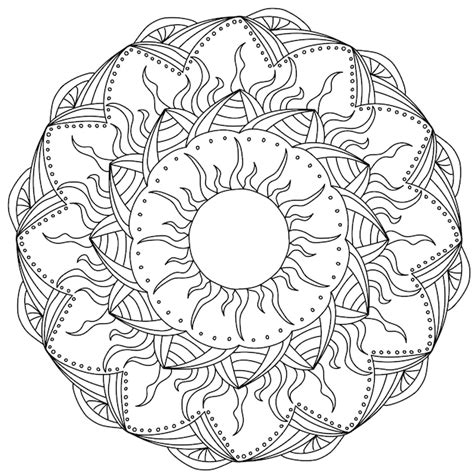 Mandala Coloring Page Sun Rays