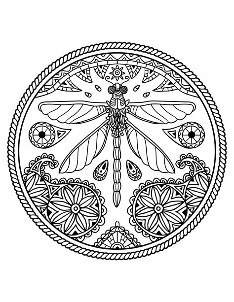 Mandala Dragonfly Coloring Page