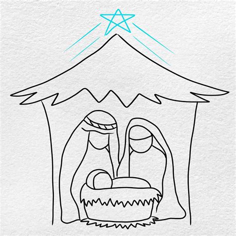 Manger Scene Drawing Easy