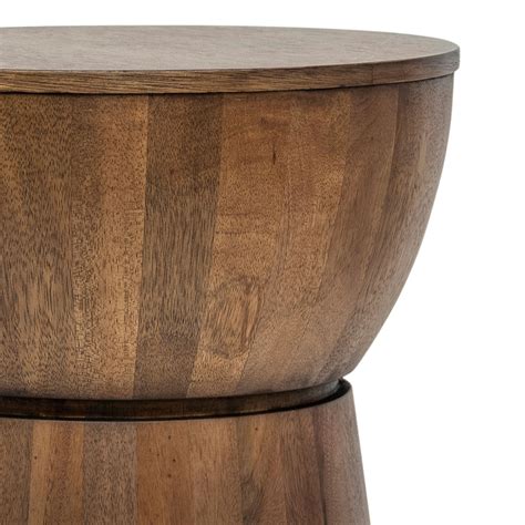Mango Wood Drum Side Table