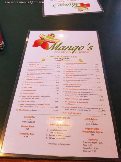 Mangos Fargo Menu