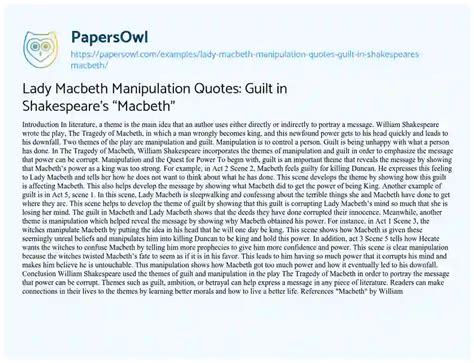 Manipulation Examples In Macbeth