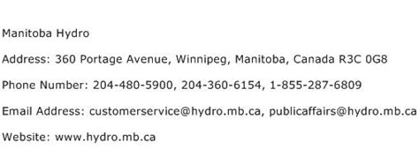 manitoba hydro fax number