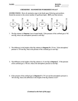 Manometer Worksheet Pdf