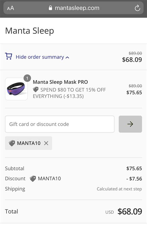 Manta Sleep Mask Promo Code