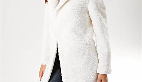 Manteau Mouton Blanc Femme Vestes En Boutonnage Col à Revers Mode Décontracté