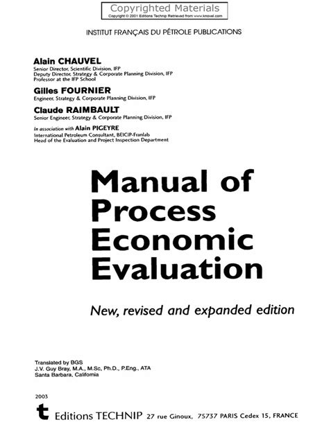 manual of process economic evaluation