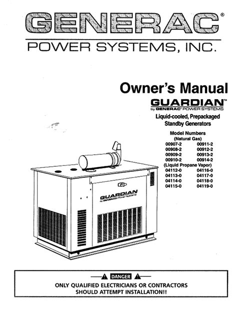 Generac 5000 Generator Owners Manual