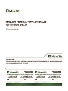 manulife financial travel insurance