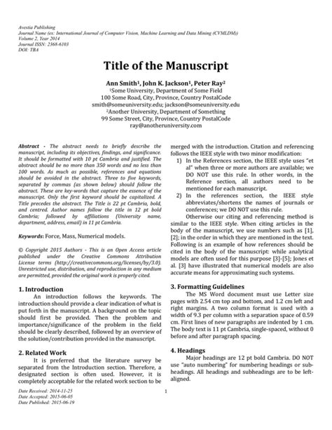 manuscript format for publishing