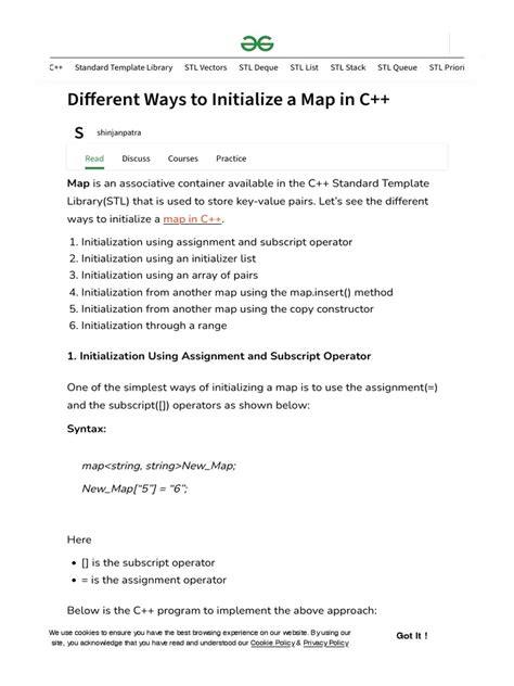 Map In C++ Geeksforgeeks