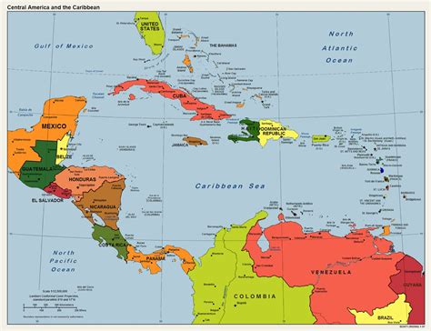 Map Of America Central Y El Caribe