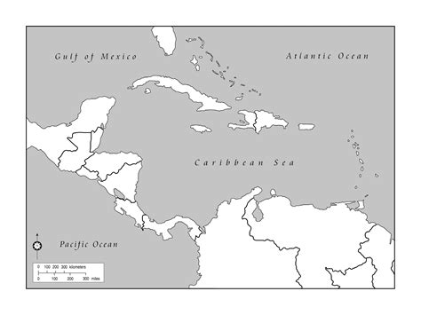 Map Of Central America And The Caribbean Blank